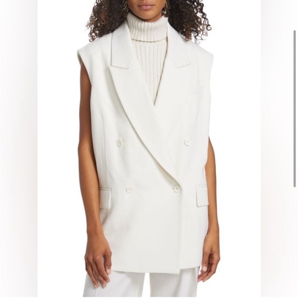 NWT Michael Kors Designer Oversized Double Breasted White Vest - Picture 1 of 10